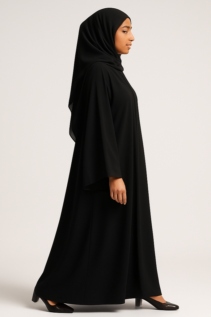 Professional studio photo of woman in abaya - left profile
